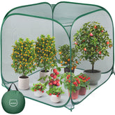 MIAOKE front view of pop up mesh cover showing full packaged tent and benefit of protection