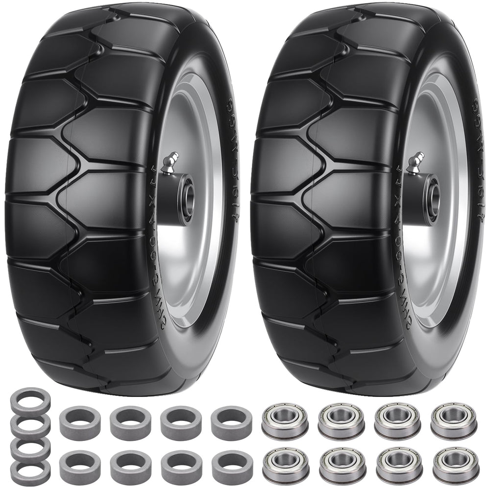 Midcos front view wheel assembly showing durable flat-free benefit