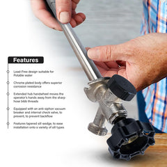 Midline Valve connected to garden hose at 3/4" MHT for easy watering