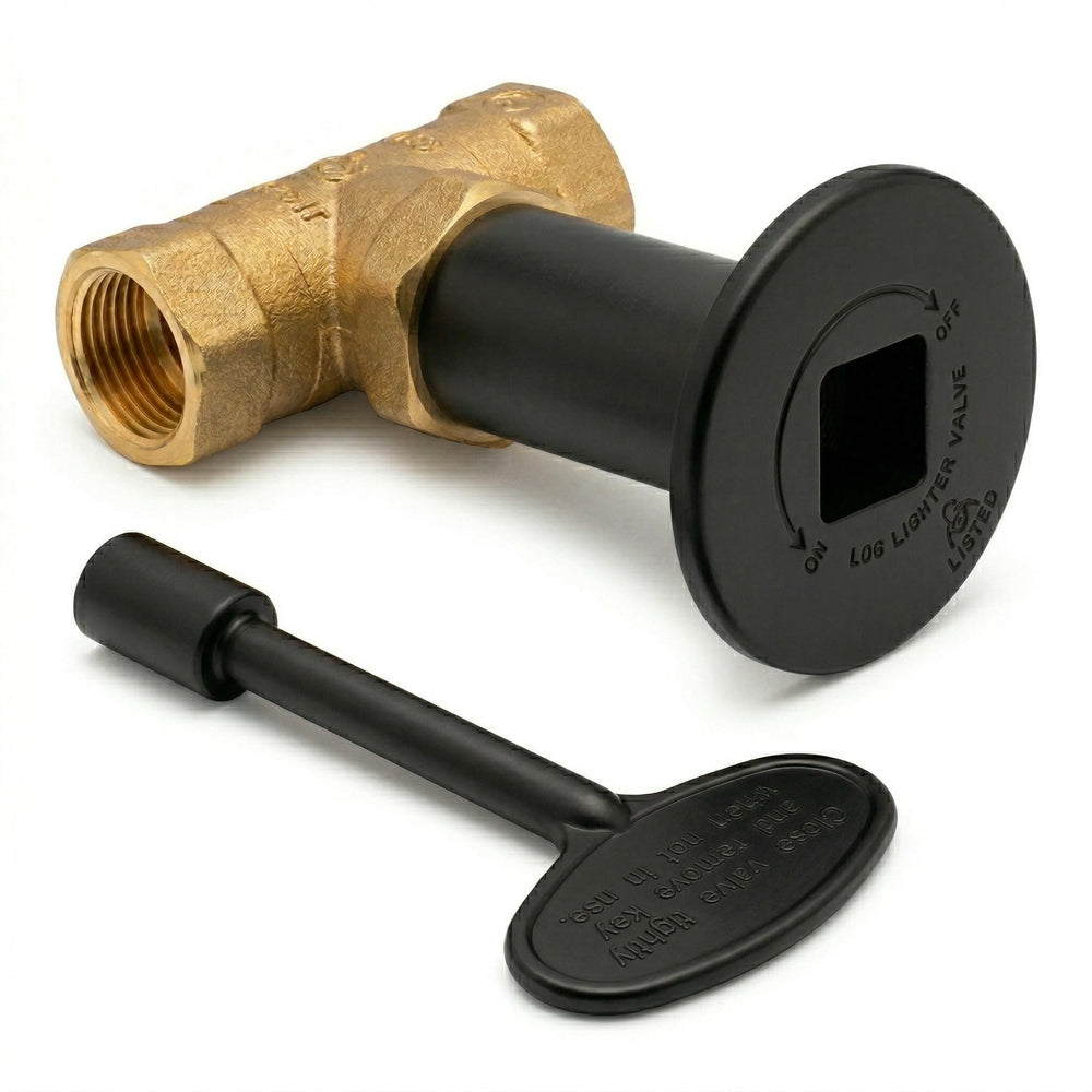 Midwest Hearth front view showing valve with flat black flange and neat finished appearance benefiting aesthetics