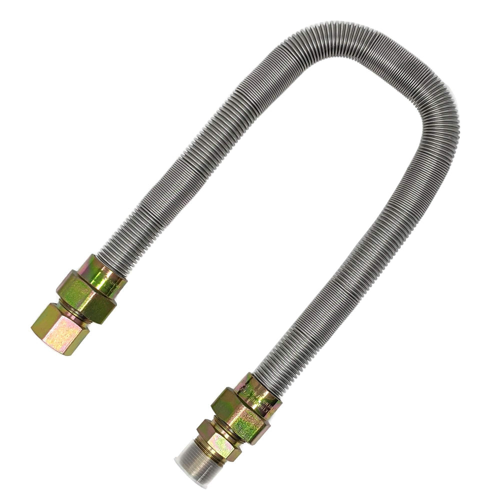 Midwest Hearth front fittings view showing threaded ends and easy connection benefit