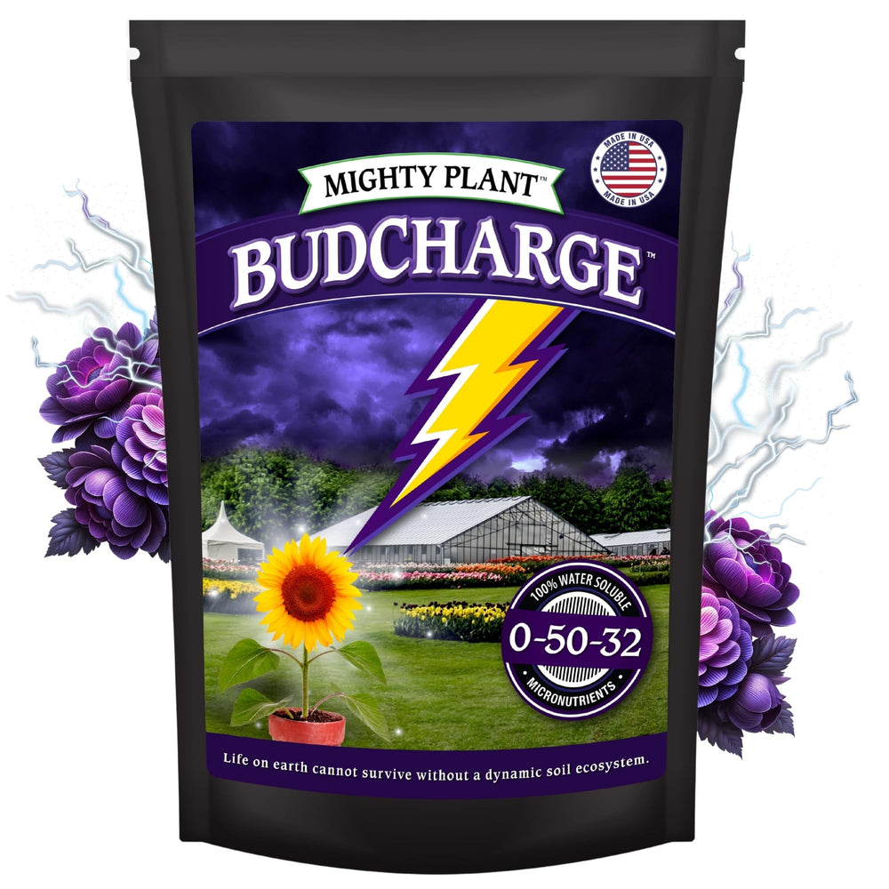 Mighty Plant front packaging showing 1 lb bloom booster for bigger yields