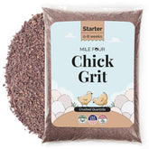 Mile Four front packaging showing 50 lb starter grit, clear bulk value