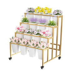 MILEFA front view gold flower stand offering organized vertical display