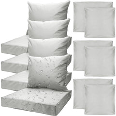 Mindsoft front view of four silver gray cushion covers showing neat fit and modern look