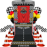Mindsoft backdrop front view showing racecar theme and instant visual impact