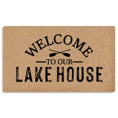 Mingnei front view welcome mat showing lake design and curb appeal