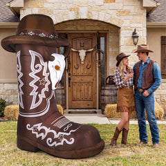 MiniInflat front view of 7ft boot showing western design and strong curb appeal