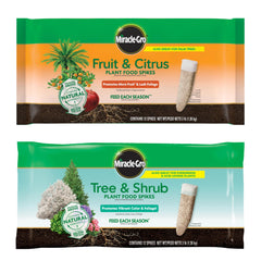 Miracle-Gro front packaging bundle showing both fruit & citrus and tree & shrub boxes for easy selection