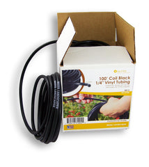 Mister Landscaper front view of 100-ft black vinyl tubing showing length and packaging benefit durability