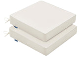 MIULEE front view cream white cushions showing neat piping and ties for polished seating