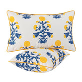 MIULEE front view of paired blue yellow floral lumbar pillows showcasing ready-to-use set