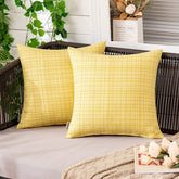 MIULEE front view of two yellow 16x16 inch pillow covers showing color and shape, vibrant accent