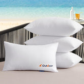 MIULEE front view of four waterproof outdoor pillow inserts showing coordinated patterns and durability