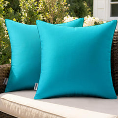 MIULEE front view of turquoise pillow covers showing color and shape benefit: refreshed seating