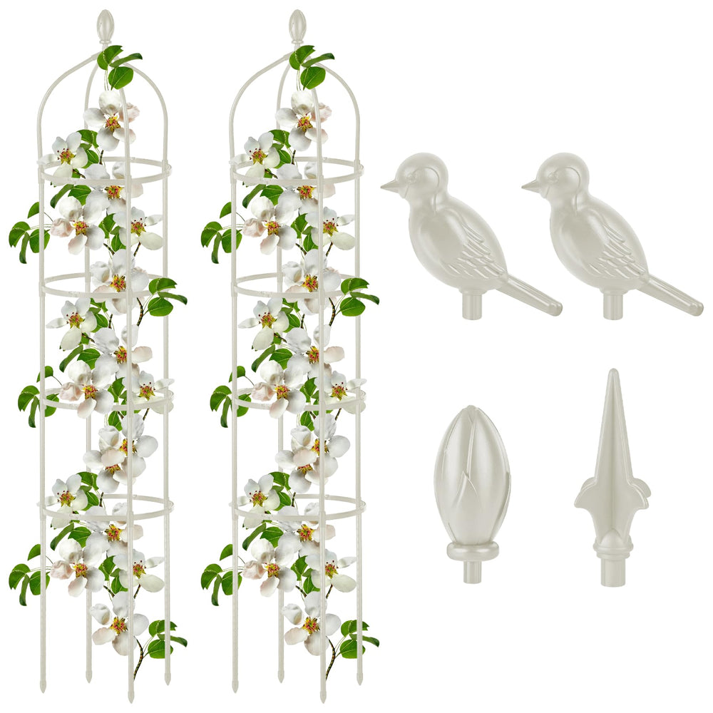Miuwauer front view obelisk trellis showing elegant white finish and structure benefit