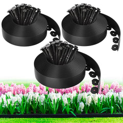 MIXC front view of complete 100ft edging kit showing rolls and spikes for fast setup