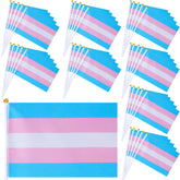 Mixweer front view of mini transgender flags showing bright stripes and quantity benefit
