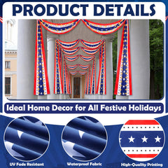 Mixweer bunting hung on porch creating instant patriotic curb appeal