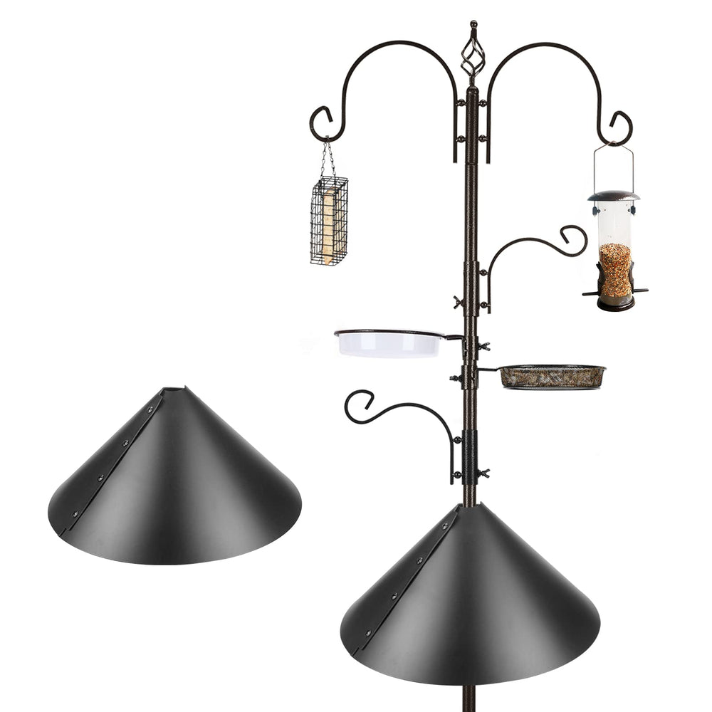 MIXXIDEA front view of full feeder station showing multiple hooks and baffle for backyard enjoyment