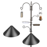 MIXXIDEA front view of full feeder station showing multiple hooks and baffle for backyard enjoyment