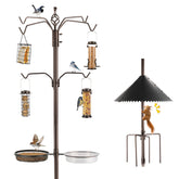 MIXXIDEA full feeding station installed attracting multiple birds and improving yard viewing
