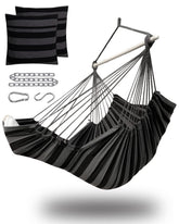 MIZTLI hammock chair front view showing full seat and spreader bar for comfortable lounging