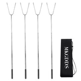 MKGDDS front view of four roasting sticks showing design and benefit of durability