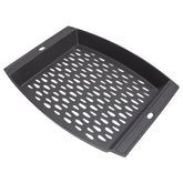 MOASKER front view of cast iron grill basket showing sturdy build and cooking area