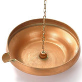 MOCOME front view of antique copper rain chain basin showing durable hammered finish and wide rim