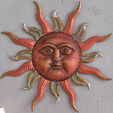 MOCOME front view sun wall decor showing colorful painted face and shape, brightens walls