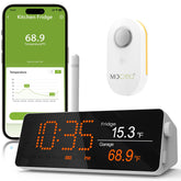 MOCREO hub front display showing temperature readings and charts for quick oversight