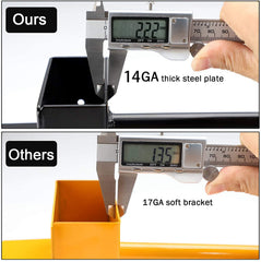 MOFEEZ bracket mounted to boards illustrating customizable rack length and sturdy support
