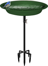 Mokeyder front view of green oval bird bath showing overall shape and stability benefit