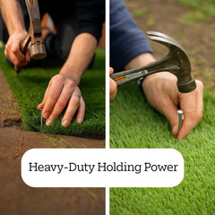MONARCA SUPPLIES nails securing synthetic turf edge for firm anchoring
