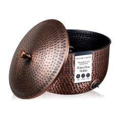 Monarch Abode front view of antique copper hose holder, adds curb appeal