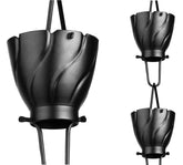 Monarch Rain Chains front view showing full 8.5 ft chain and matte black appeal