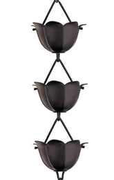 Monarch Rain Chains front view showing full 8.5 ft chain and elegant matte black finish