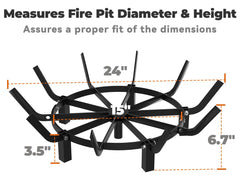 Mondazie side profile showing 3.5 inch legs, improves airflow for hotter flames