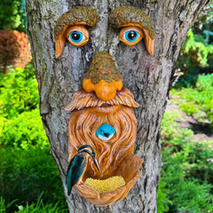 Mood Lab blue bird accent close-up adding color and charm to face
