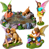 Mood Lab front packaging showing five resin fairy pond statues and neat arrangement benefit