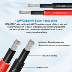 MOOKEERF male and female solar connectors close-up displaying secure IP68 connection