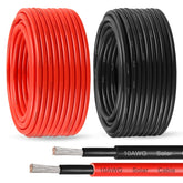 MOOKEERF front view of 50ft red and black solar cables showing clear polarity benefit