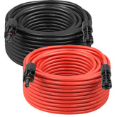 MOOKEERF front view of red and black 50ft cables showing connectors and labeling, ensures easy identification