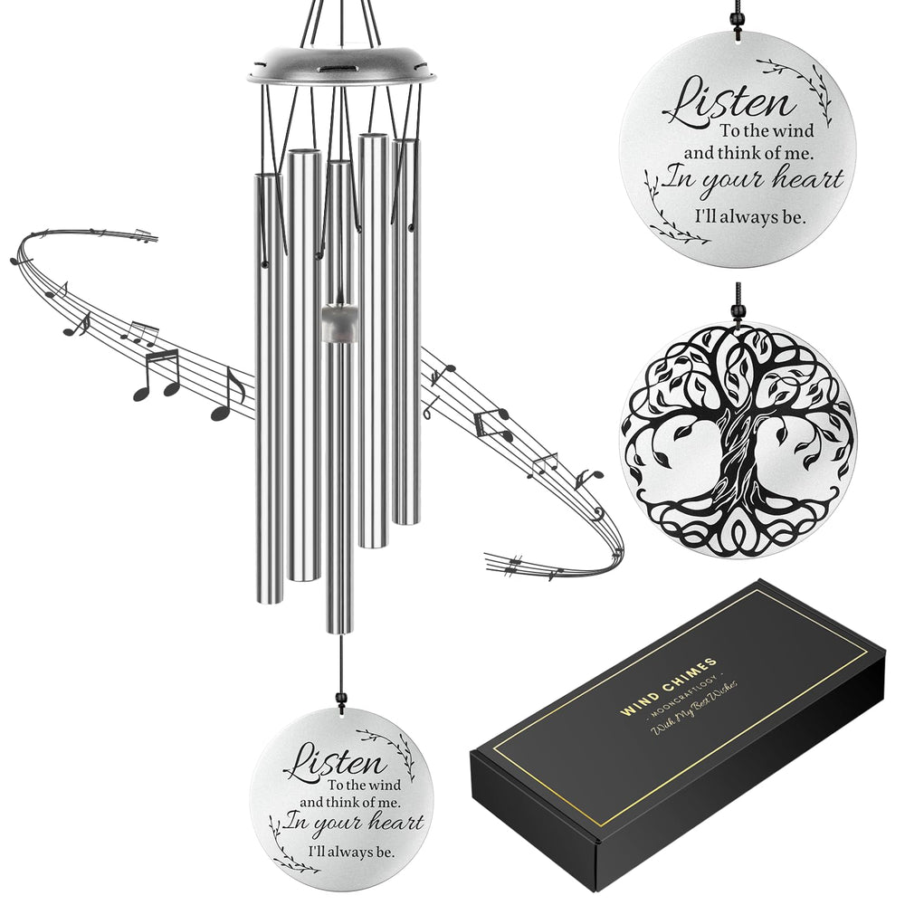 Mooncraftlogy front view boxed wind chime showing elegant gift presentation and lasting tribute