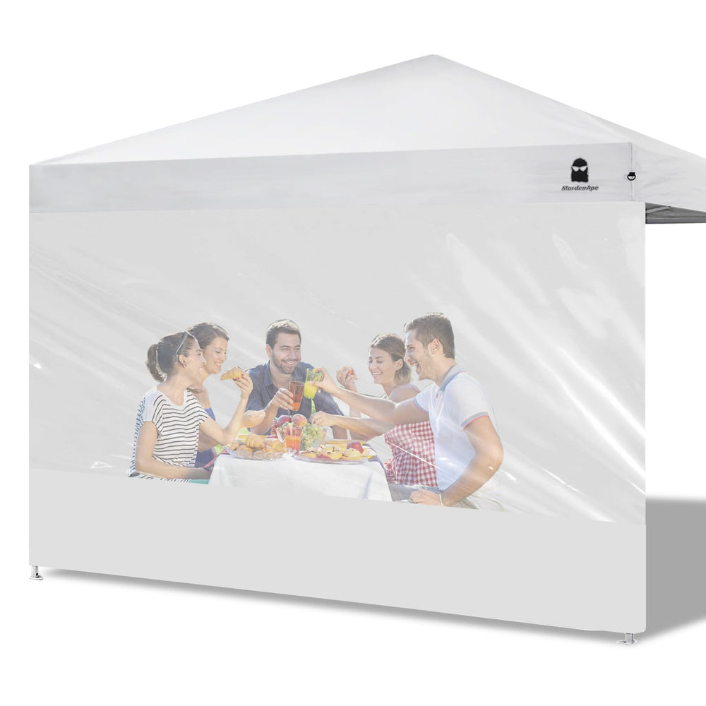 MordenApe clear sidewall front view showing full transparent coverage and weather protection