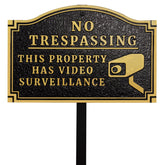 Morgtta front view of sign showing clear surveillance message and curb appeal