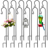 MorningRo front view of 12-pack black shepherd hooks showing uniform finish and quantity