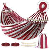 MOSFiATA front view hammock stretched showing wide bed and comfort