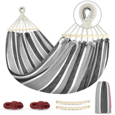 MOSFiATA front view hammock showing roomy bed and grey canvas comfort